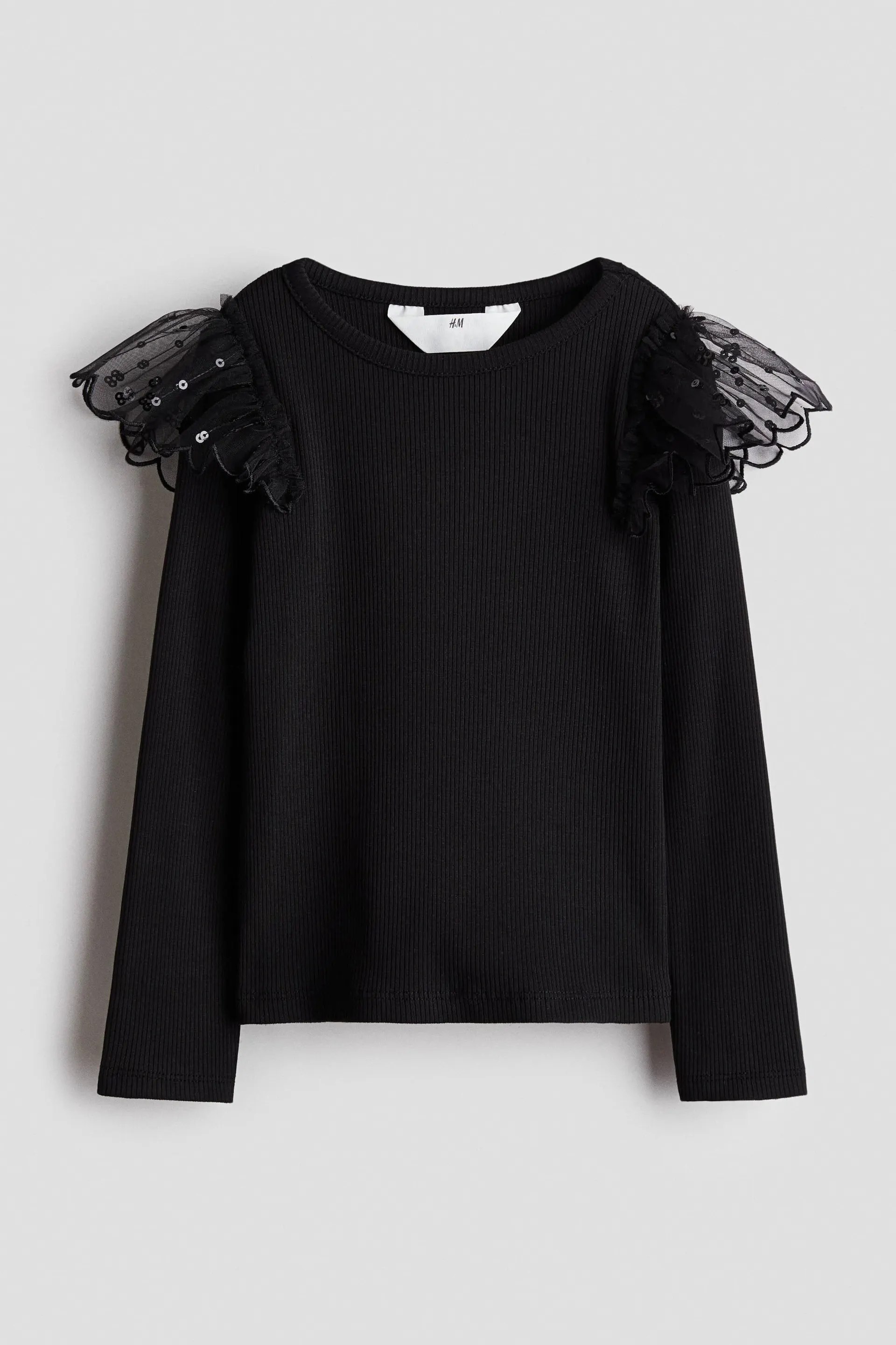 Tulle-detail cotton top