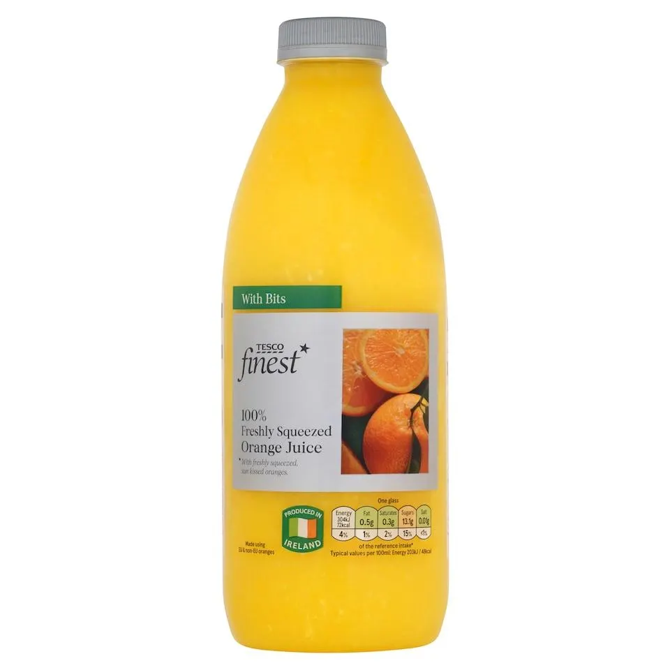 Tesco Finest 100% Freshly Squeezed Orange Juice with Bits 1 Litre