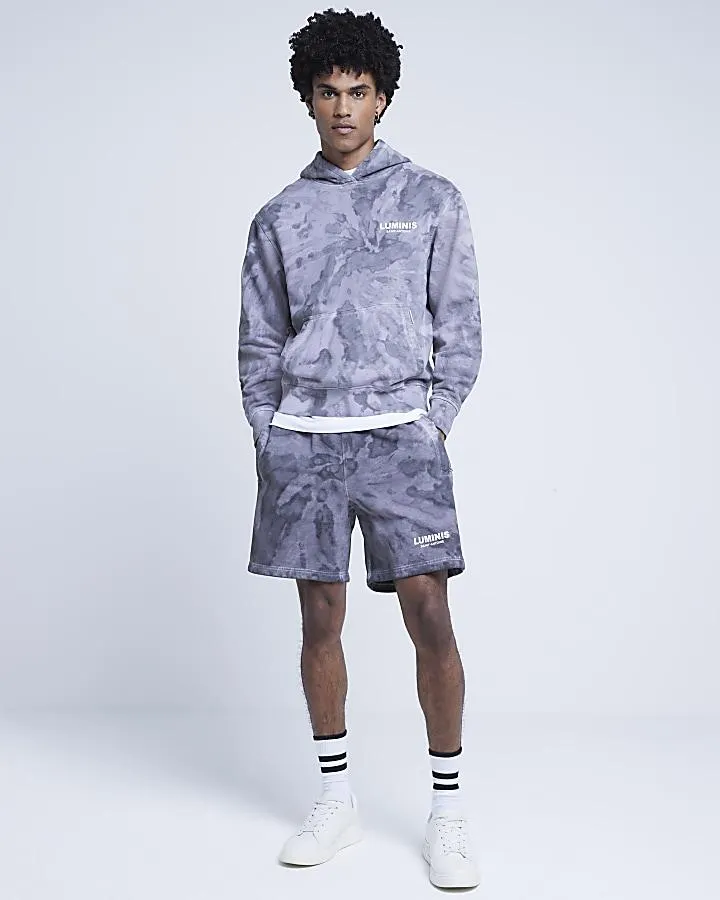 Purple regular fit tie dye shorts