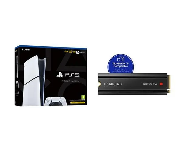 SONY PlayStation 5 Digital Edition (Model Group - Slim) & 980 PRO M.2 Internal SSD with Heatsink (1 TB) Bundle