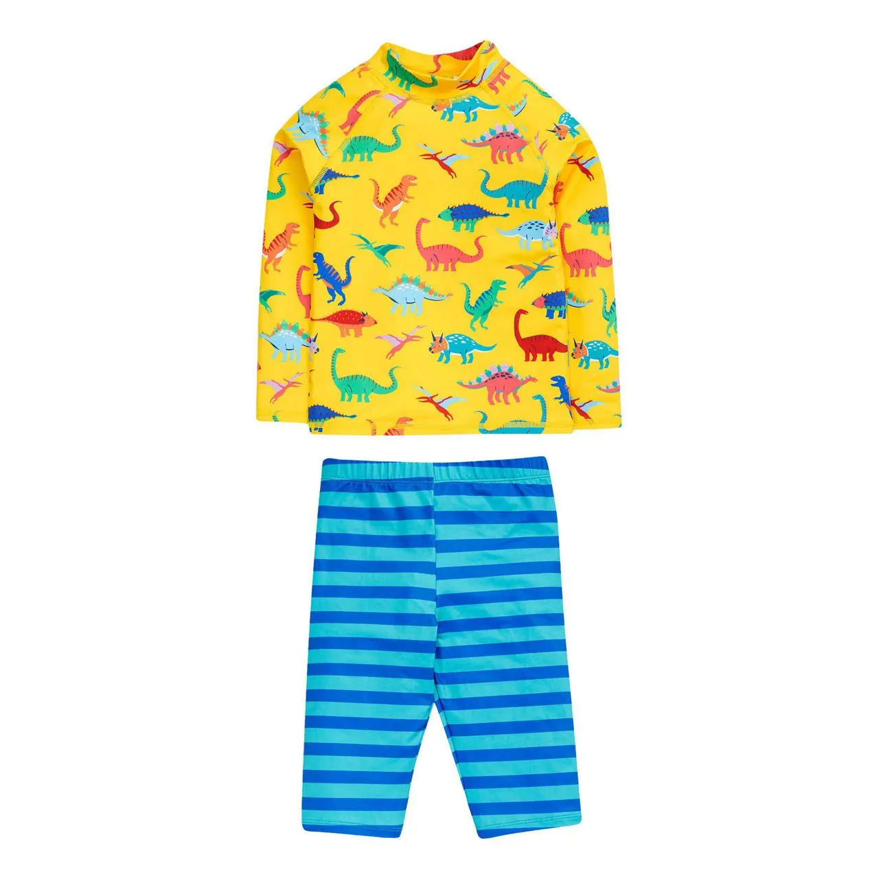 Sun Safe Striped Dinosaur Two-Piece Swim Set