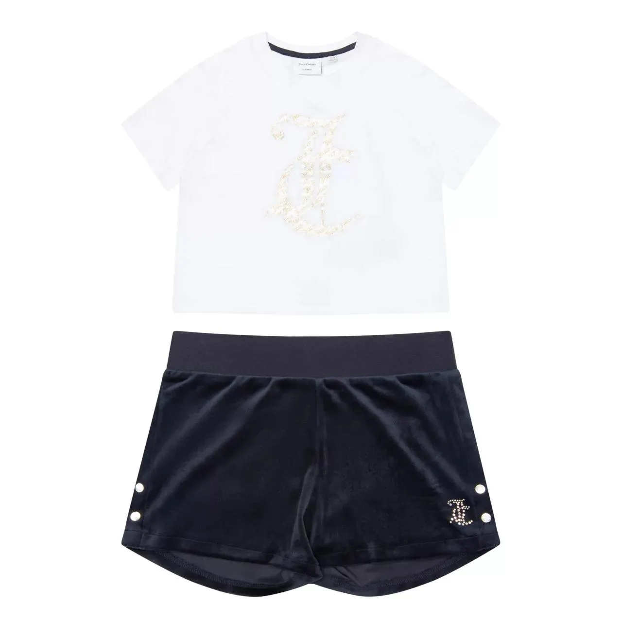New in JUICY COUTURE KIDS Boxy T-Shirt & Velour Shorts Two-Piece Set €80.00