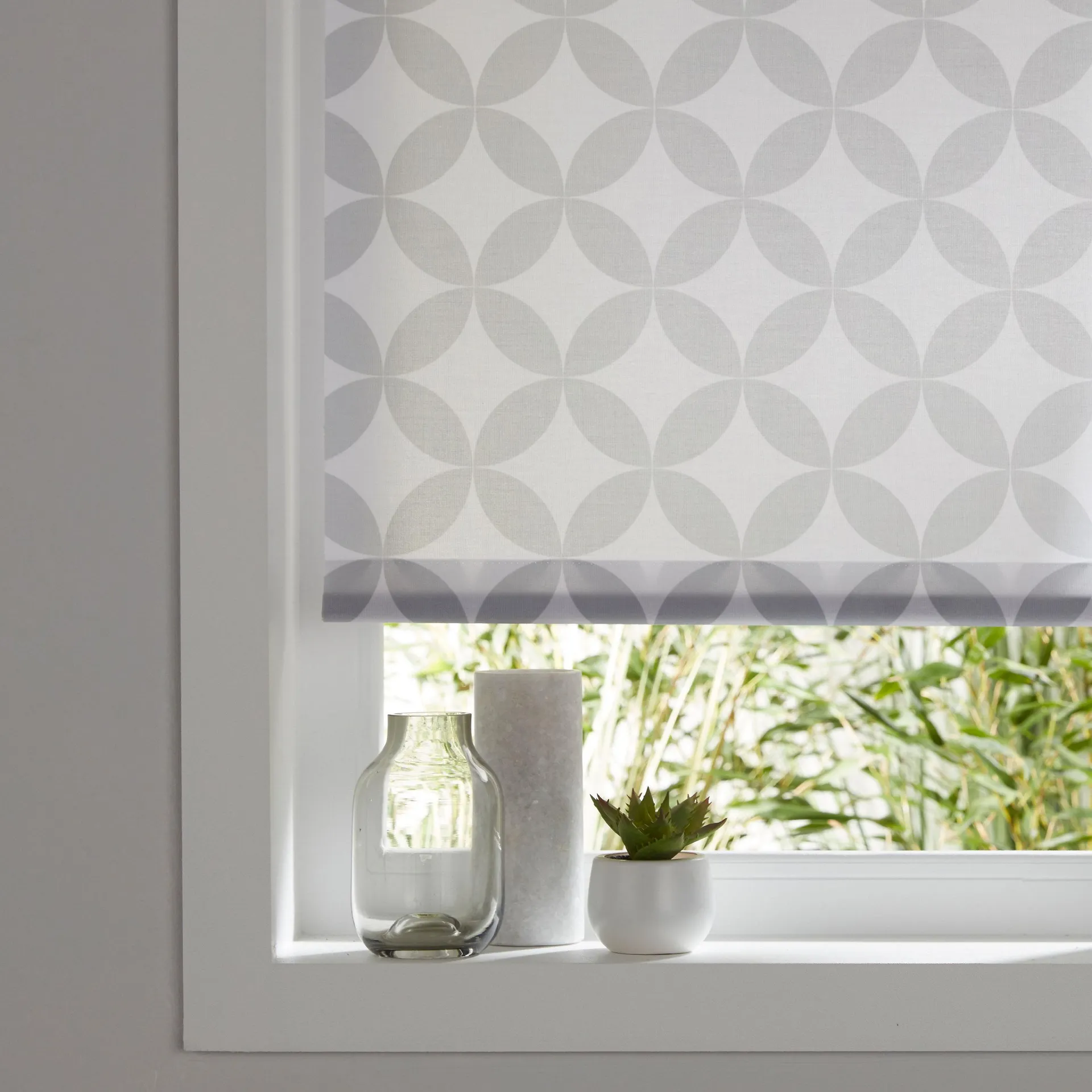 Halo Corded Grey & white Geometric Daylight Roller blind (W)60cm (L)195cm