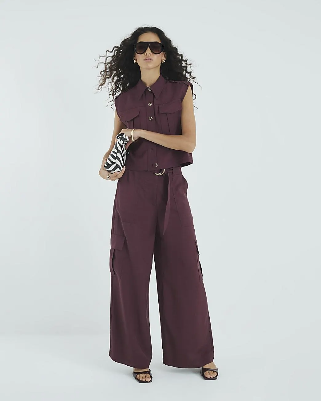 Purple Premium Belted Utility Trousers