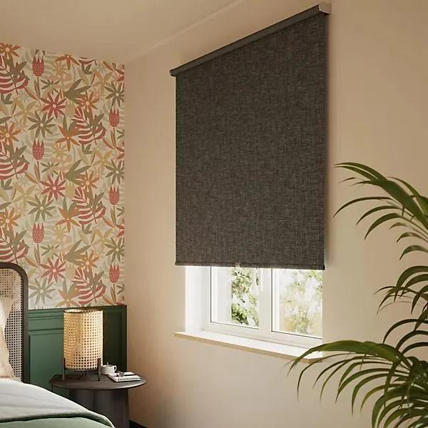 GoodHome Novan Cordless Black Blackout Roller Blind (W)120cm (L)180cm