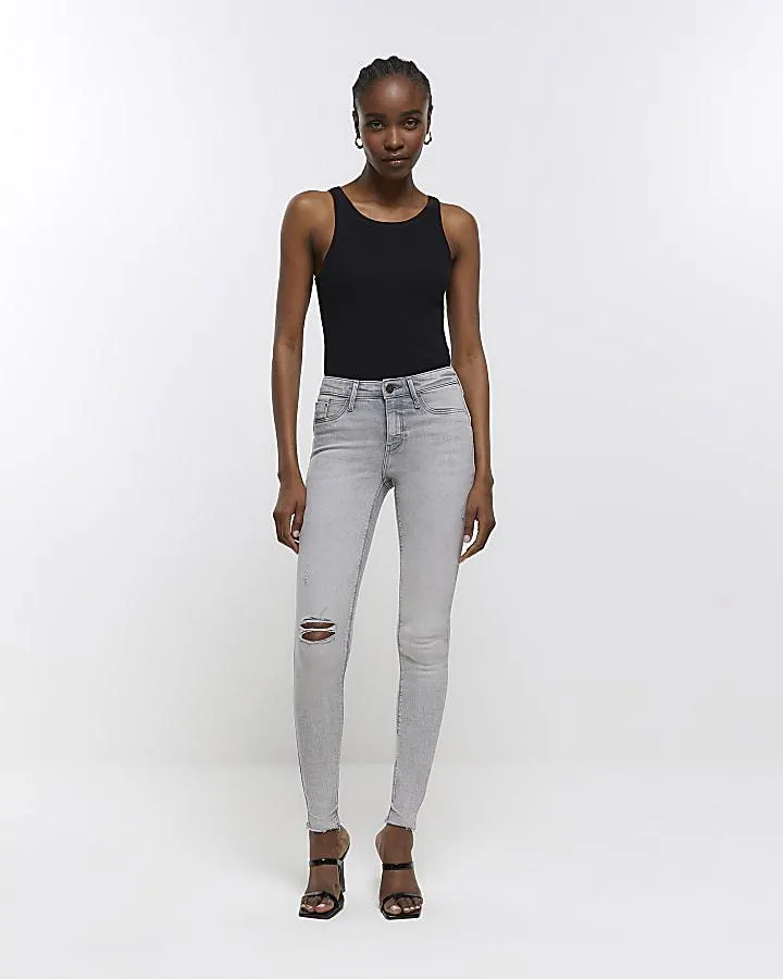 Grey ripped molly super skinny jeans