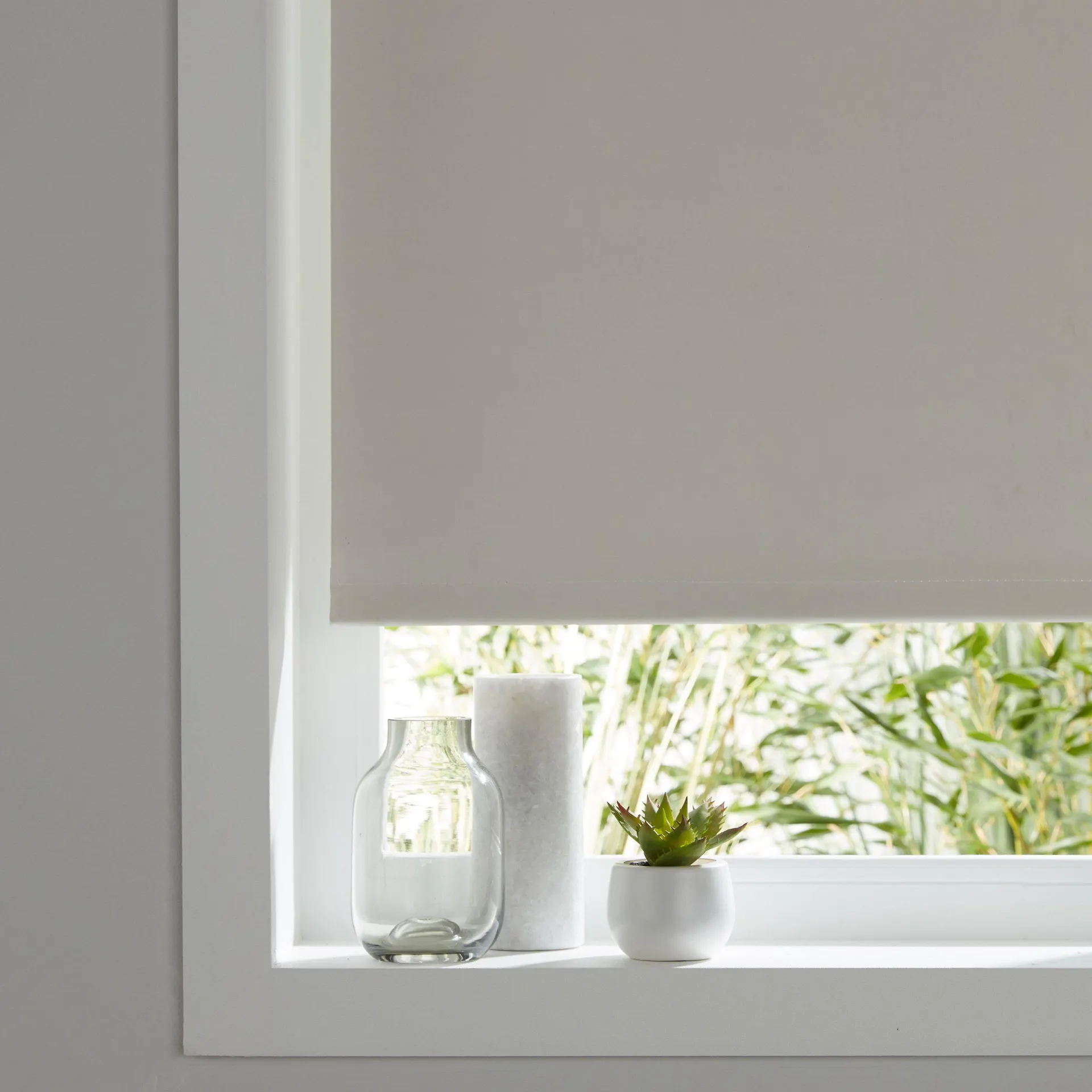Boreas Corded Ivory Plain Blackout Roller Blind (W)90cm (L)180cm
