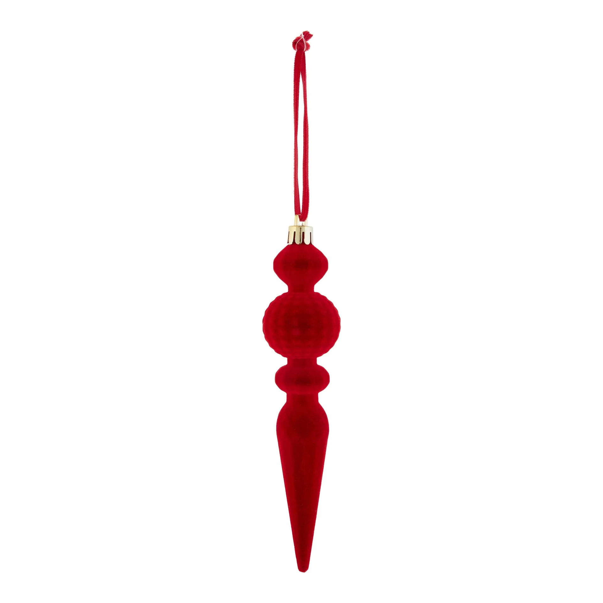 Refined classics Red Flocked effect Plastic Teardrop Hanging decoration