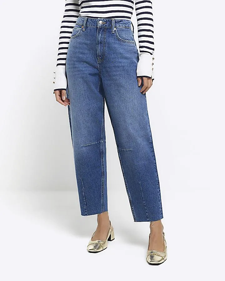 Blue high waisted tapered jeans