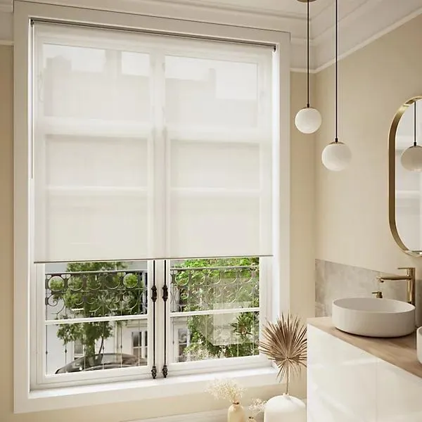 GoodHome Badallo Corded Optic white Daylight & thermal Roller Blind (W)180cm (L)180cm