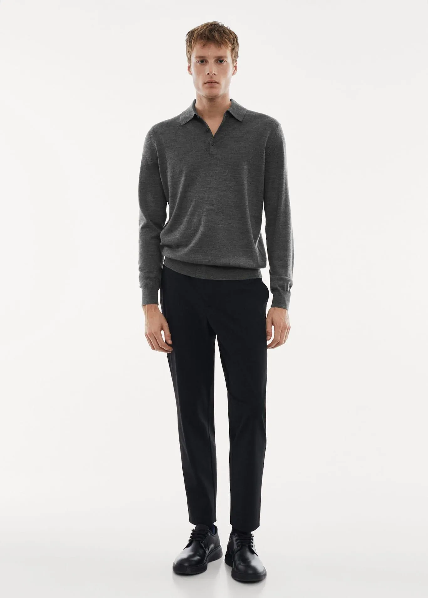 100% merino wool long- sleeved polo shirt