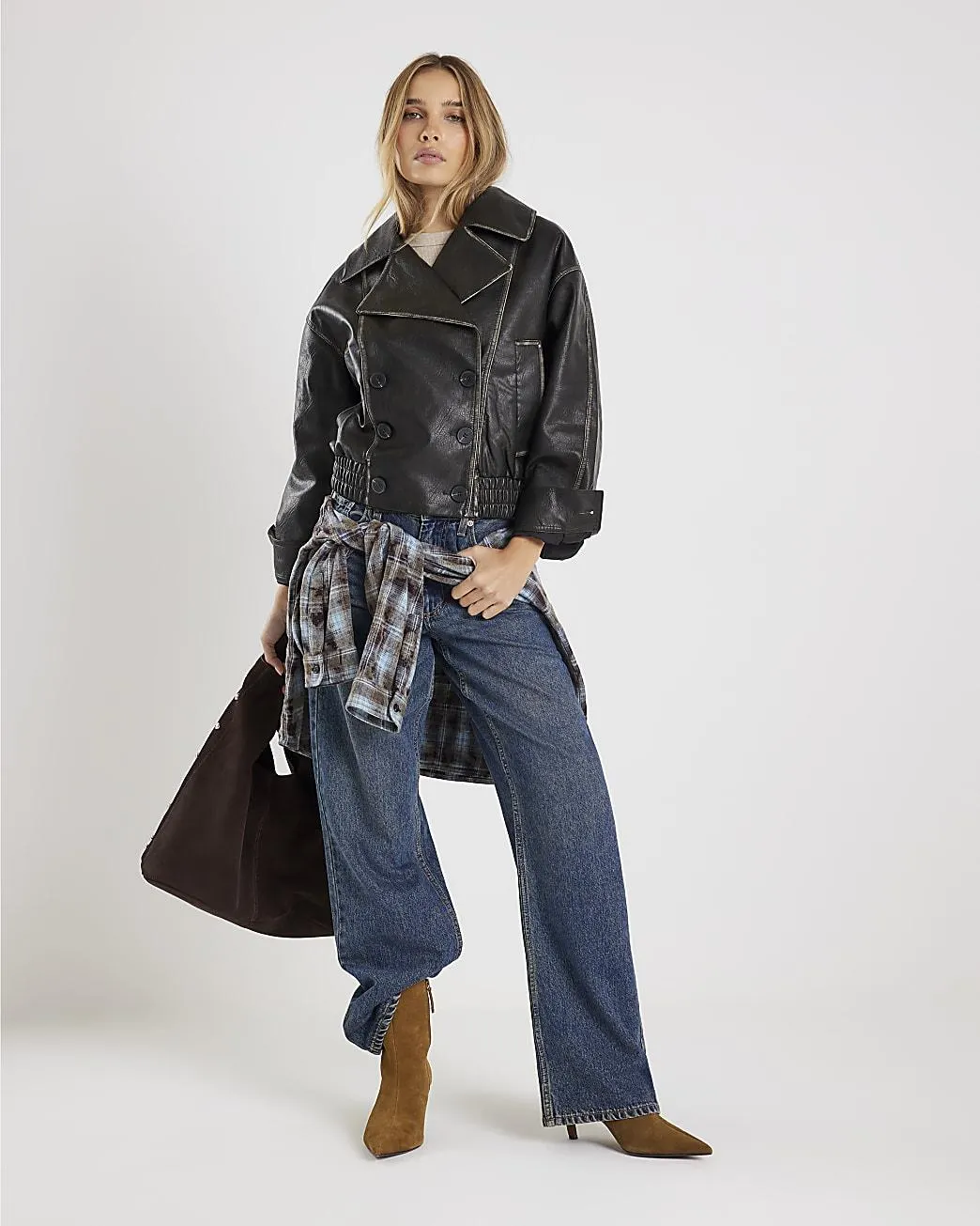 Black Faux Leather Bomber Jacket