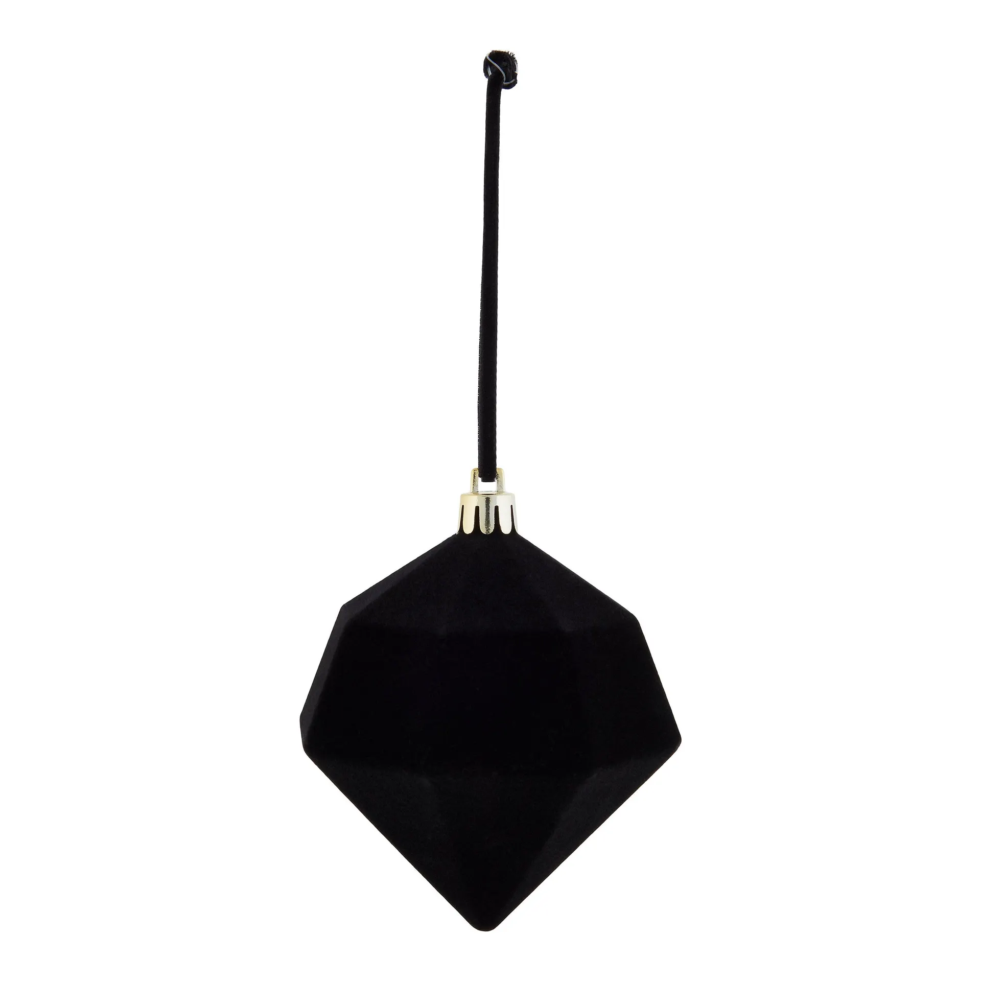 Refined classics Black Flocked effect Plastic Diamond Bauble (D) 80mm
