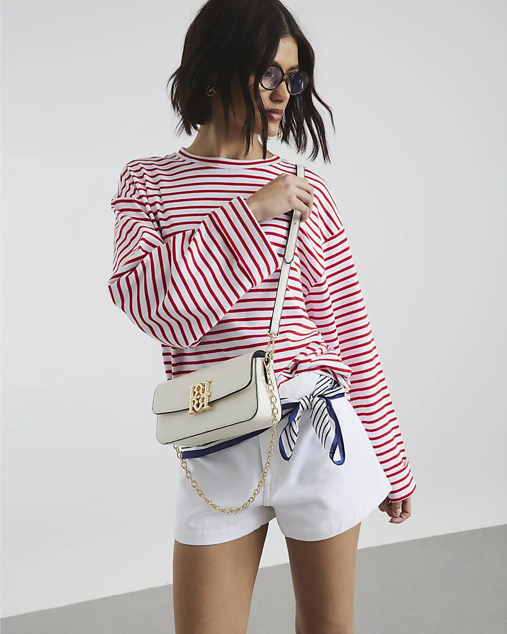 White RR Satchel Bag