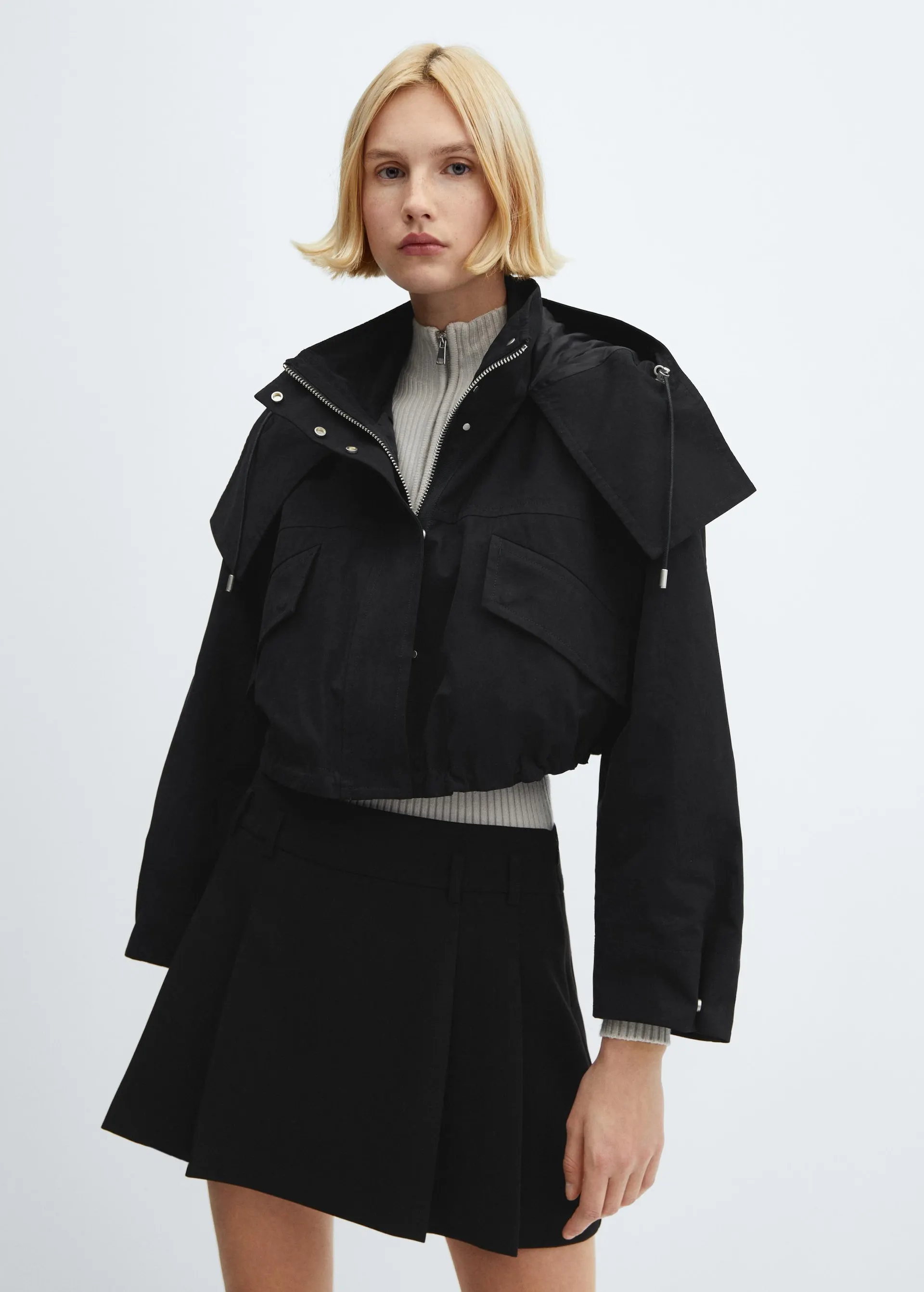 Cropped hooded parka