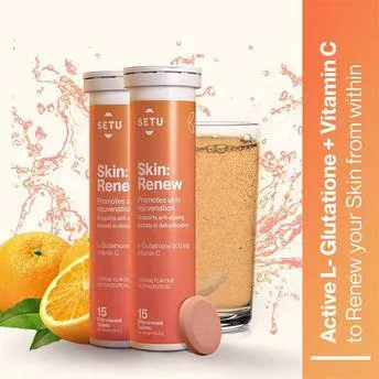 Setu Skin Renew Glutathione With Vitamin C For Clear, Glowing Skin - Effervescent Tabs