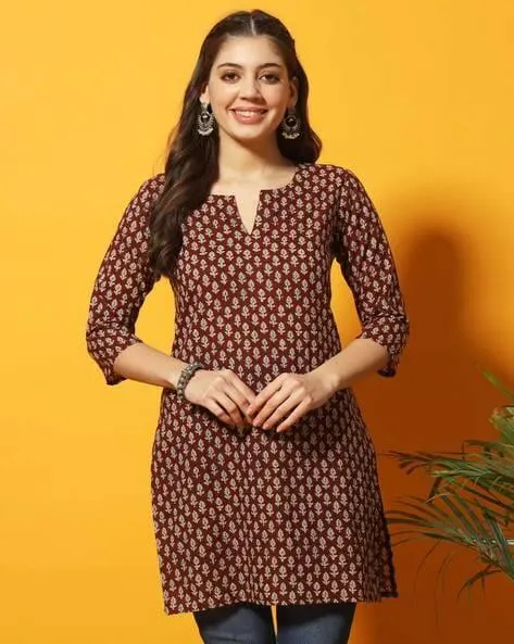 Women Printed No Darts Straight Tunic