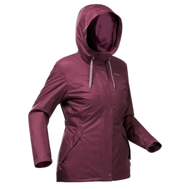 Women Winter Jacket for Hiking SH500 -10°C Burgundy