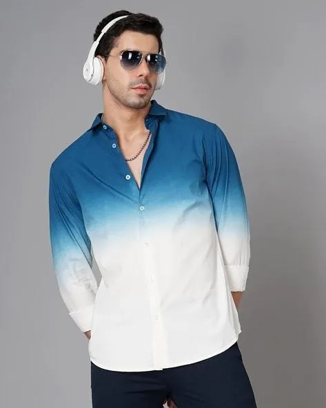 Ombre-Dyed Slim Fit Shirt