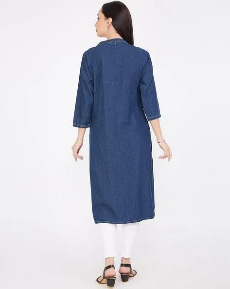 Denim V-neck Kurti