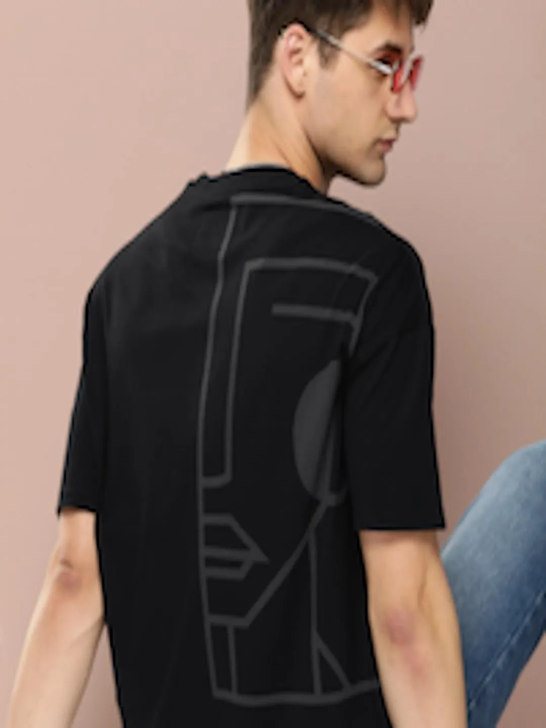 Men Printed Oversized Drop-Shoulder Pure Cotton T-shirt