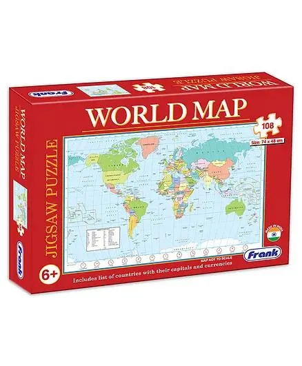 Frank World Jigsaw Map Multicolour Puzzle- 108 Pieces