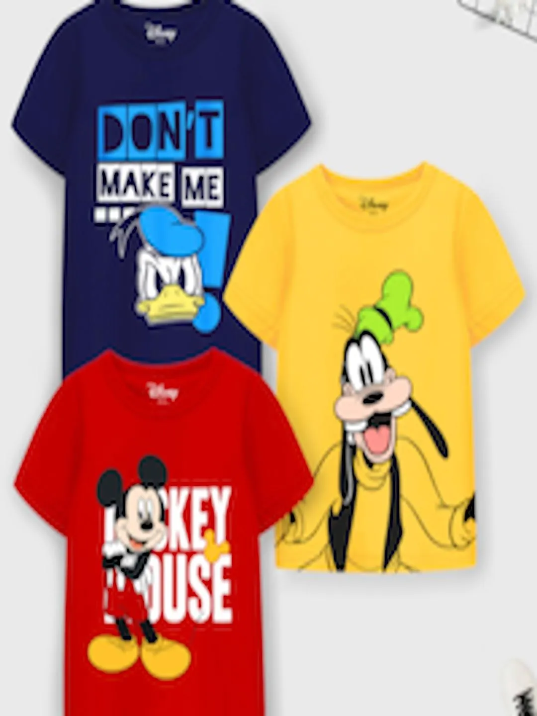 Boys Pack Of 3 Mickey and Friends Printed T-shirts