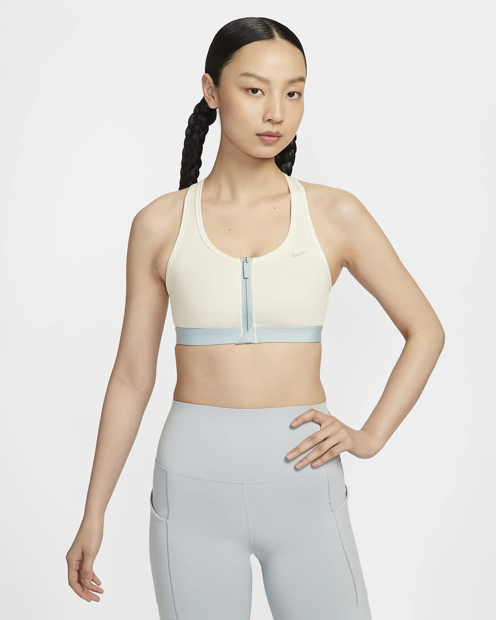 Women's Medium-Support Padded Zip-Front Sports Bra