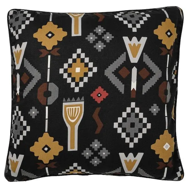 Cushion cover, black/light grey,