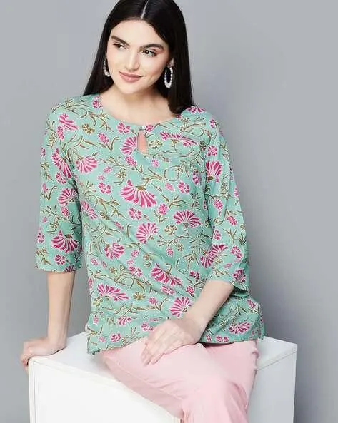 Women Floral Print Straight Kurti
