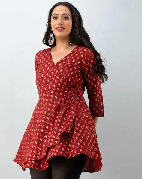 Floral Printed Angrakha Kurti