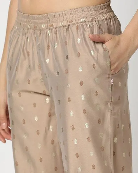 Printed straight pant lt.brown xs