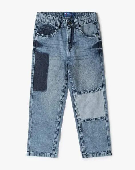 Boys Heavily Washed Straight Jeans