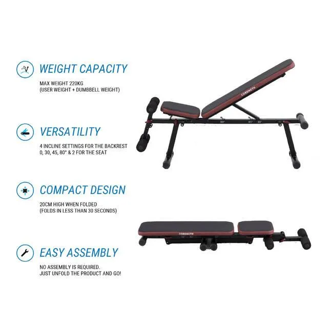 Gym Foldable Bench 500 Black Brown
