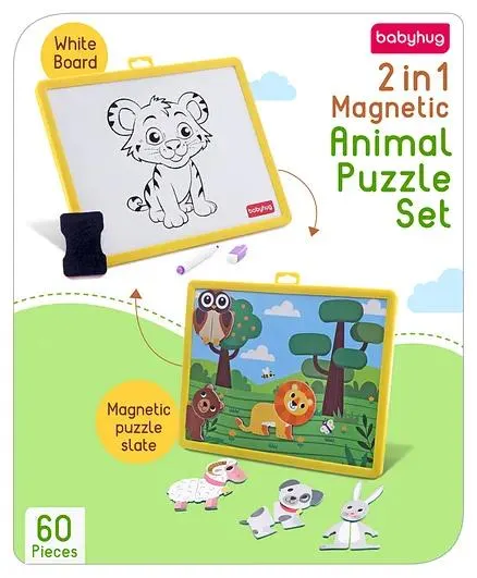 Babyhug 2 in 1 Magnetic Animal Puzzle Set- Multicolor