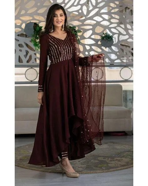 Women Embellished 3-Piece Semi-Stitched Anarkali Dress Material