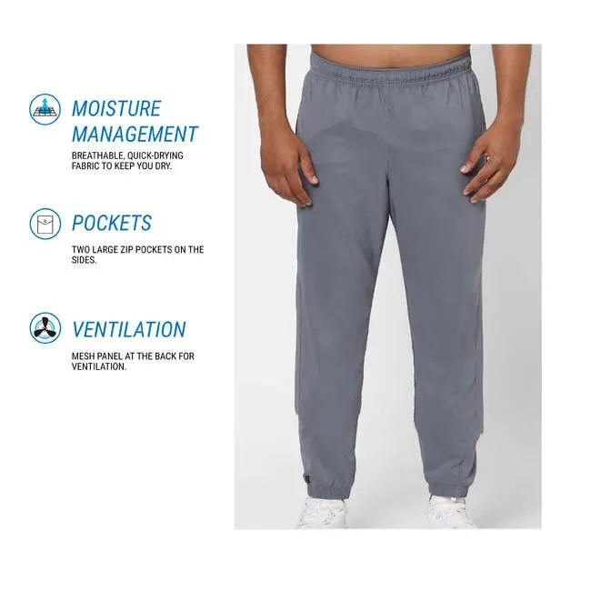 Quick Dry, Zip Pocket, Jog Fit-Mens Gym Trackpant Grey