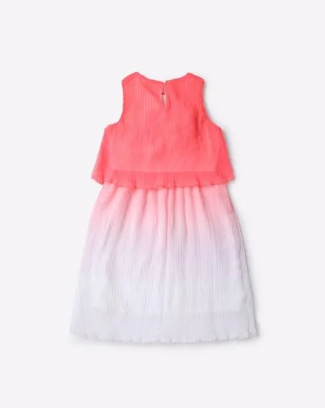 Ombre-Dyed Pleated A-Line Dress