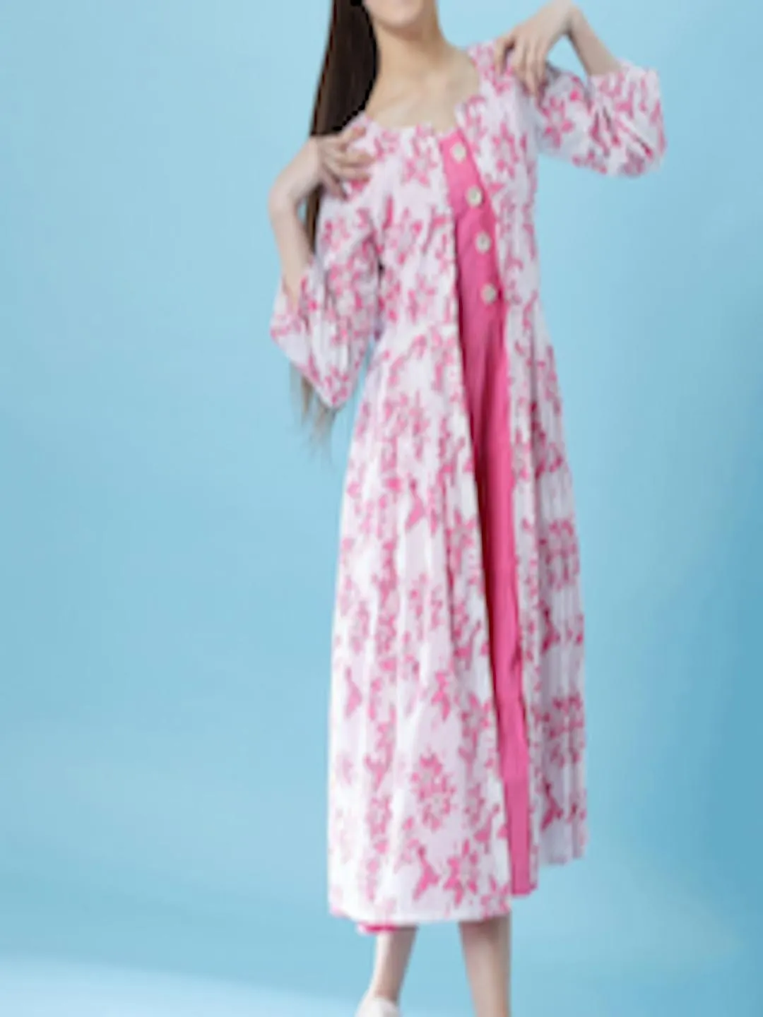 Girls Fit And Flare Tiered Cotton Midi Dress With Shrug