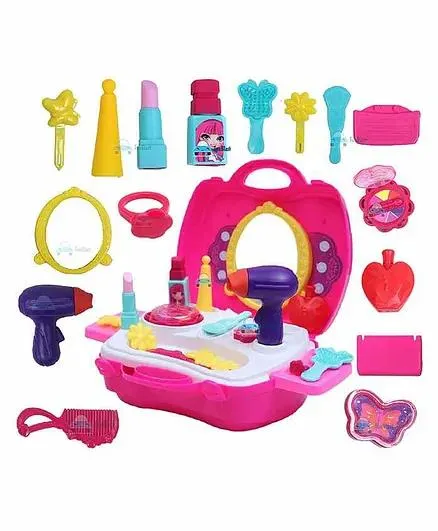 FunBlast Cosmetic and Makeup Toy Pack of 22 Pieces - Pink