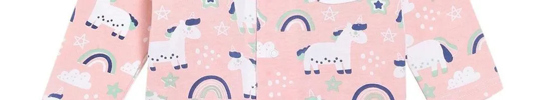 Unisex Kids Peach-Coloured Pure Cotton Printed Night Suit