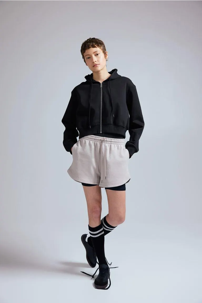 Cropped zip-through hoodie