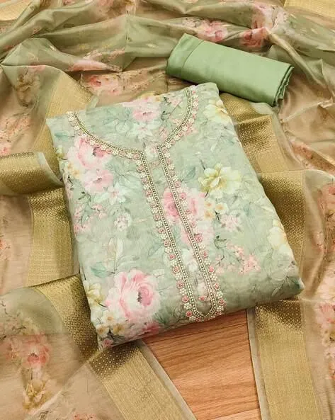 Women Floral Print 3-Piece Dress Material