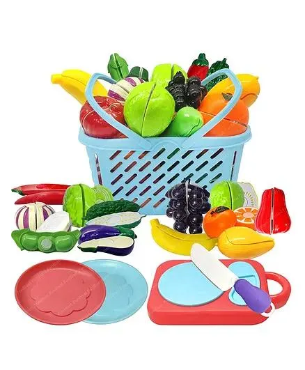 FunBlast Realistic Cutting Fruits and Vegatables Play Set Toys 17 Pcs