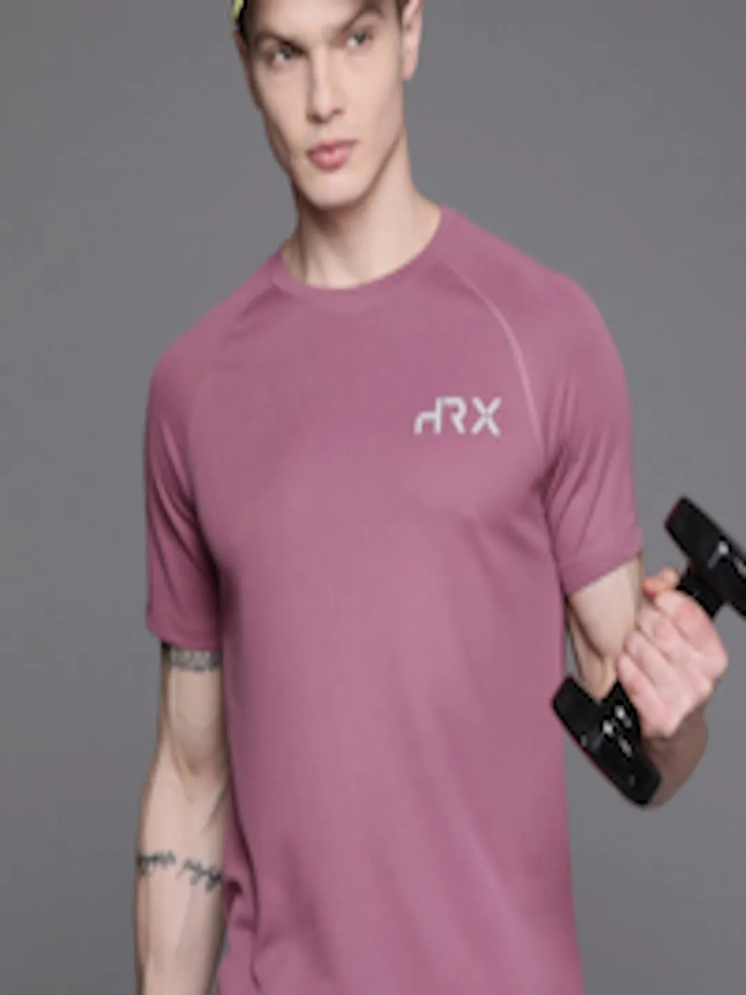 Men Brand Logo Printed Raglan Sleeves Rapid-Dry Sports T-shirt