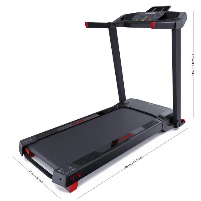 Treadmill RUN100E Foldable, Upto 14 kmph, 3% Incl, Smart, Low-Noise, Max 130 kg