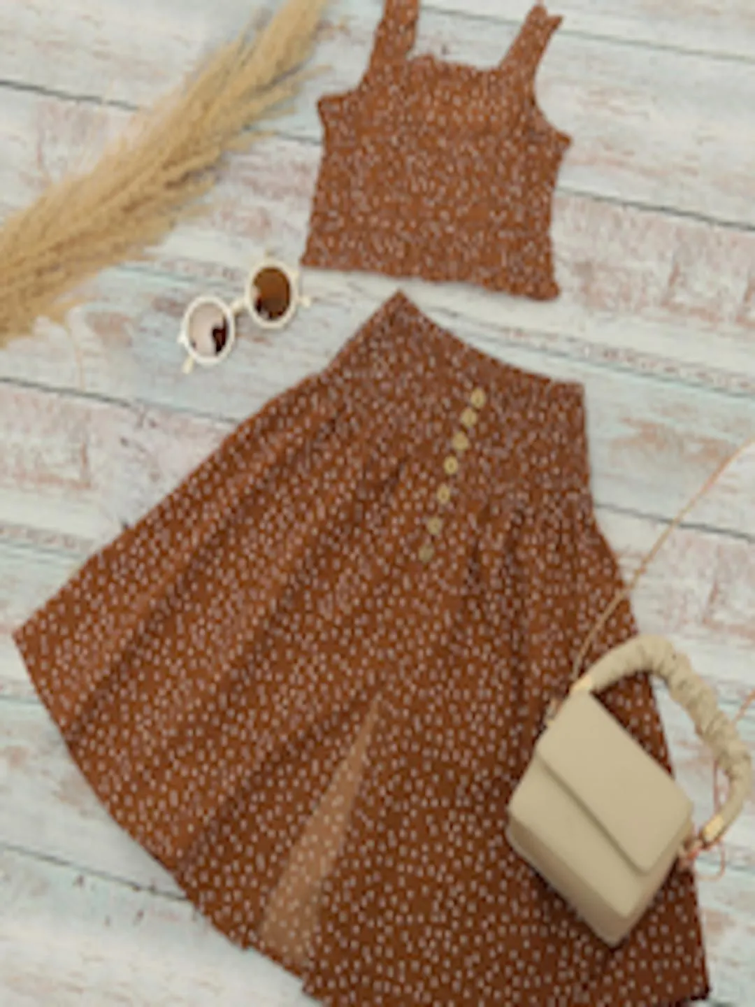 Girls Printed Top with Skirt