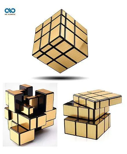 NE GAMES Mirror Puzzle Cube of 3x3 Gold, Smooth Magic Game Toys Gift for Kids & Adults