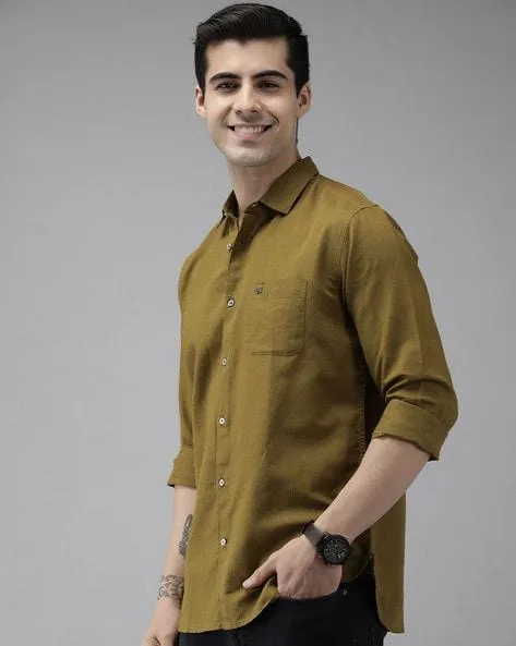 Solid Shirt with Patch Pocket