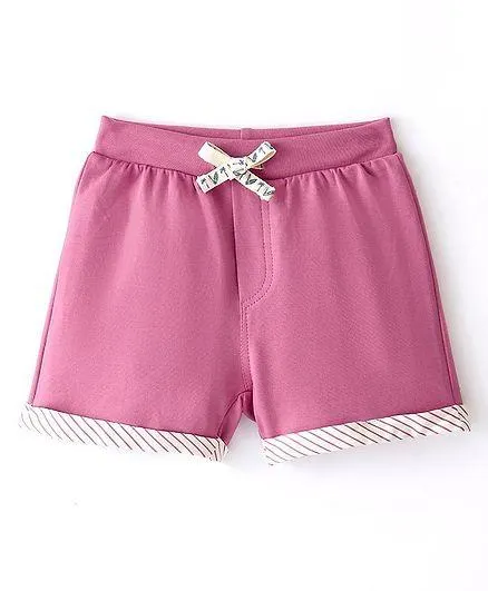 Ollypop Cotton Knee Length Solid Shorts - Rose Pink